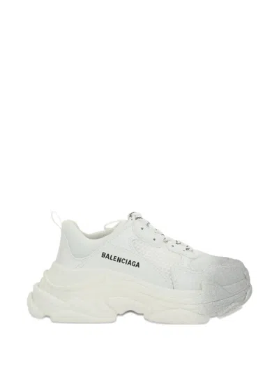 Balenciaga Triple S Glitter Spray-detail Lace-up Sneakers In White