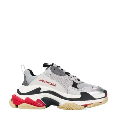 Balenciaga Triple S Logo Embroidered Sneakers In White