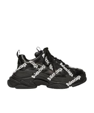 Balenciaga Triple S Logo-print Sneakers In Black