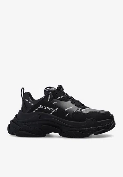 Balenciaga Triple S Low-top Logo Sneakers In Black