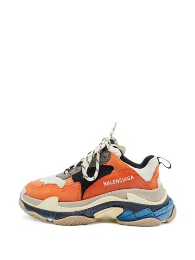 Pre-owned Balenciaga Triple S Mesh Sneakers In Orange