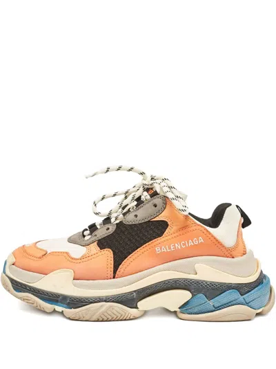 Pre-owned Balenciaga Triple S Panelled Sneakers In Orange