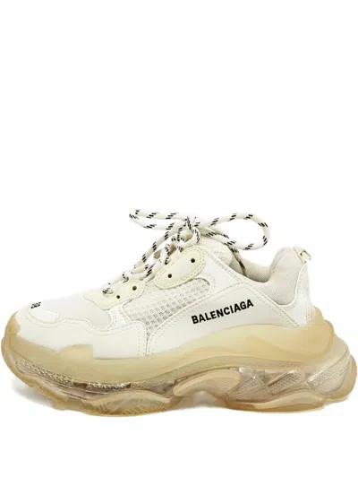 Pre-owned Balenciaga Triple S Sculptural Sole Sneakers In White