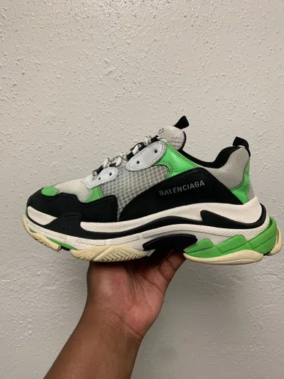Pre-owned Balenciaga Triple S Shoes In Black Green White