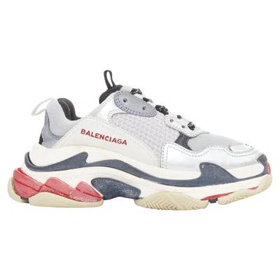 Pre-owned Balenciaga Triple S Silver Distressed Stacked Midsole Chunky Sneakers Eu36