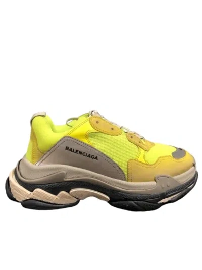 Pre-owned Balenciaga Triple S Sneaker Womens Neon Yellow Grey Speed Flat Trainers 40