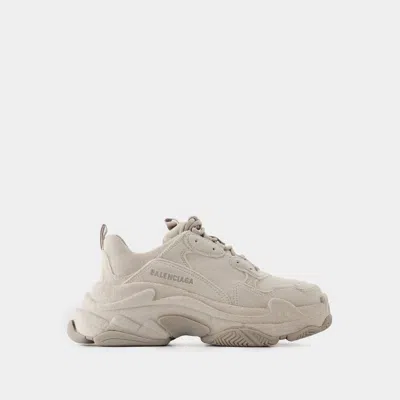 Balenciaga Triple S Logo-embroidered Sneakers In Gray