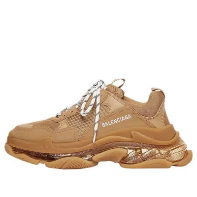 Balenciaga Triple S Clear Sole Sneakers In Brown