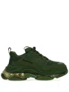 Balenciaga Triple S Clear Sole Mesh, Nubuck And Leather Sneakers In Green