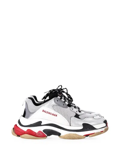 Pre-owned Balenciaga Triple S Sneakers In Silver