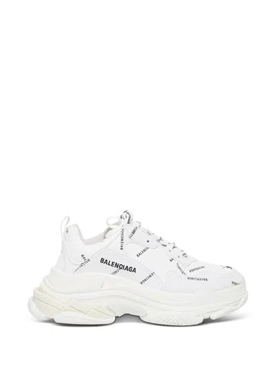 Balenciaga Triple S Sneakers With Allover Logo Print In White