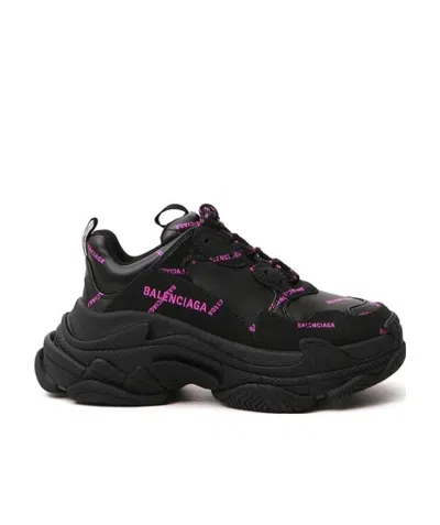 Balenciaga Triple S Sports Shoes With Full Logo In Black