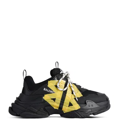 Balenciaga Triple S Tape Logo Sneakers In Black