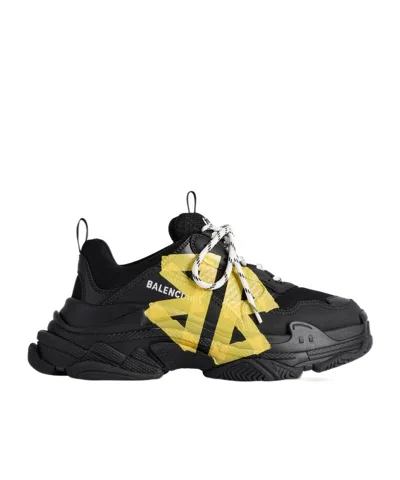 Balenciaga Triple S Tape Type Sneakers In Black