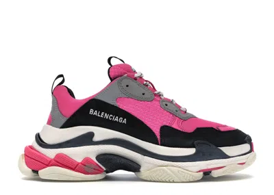 Pre-owned Balenciaga Triple S (women's) Sneakers In Neon Pink/black In Multi