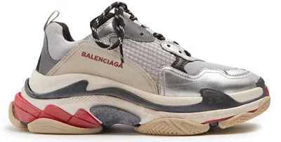 Pre-owned Balenciaga Triple S (women's) Sneakers In Silver/red