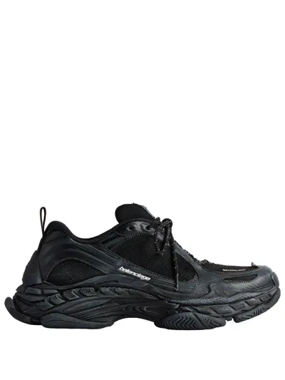 Balenciaga Triple S.2 Worn-out Effect Mesh Sneakers In Black