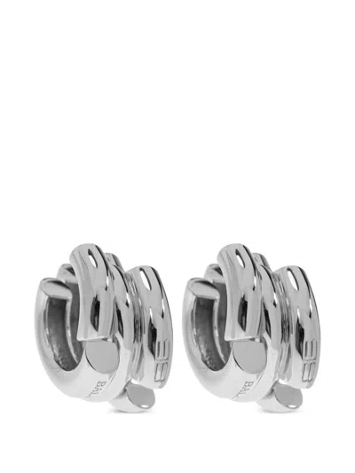 Balenciaga Triple-hoop Earrings In Metallic