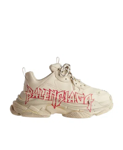 Balenciaga Triple S Logo-print Sneakers In Nude