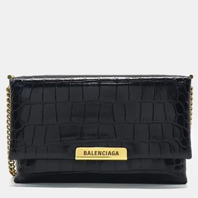 Pre-owned Balenciaga Triplet Chain Shoulder Bag In Black