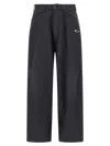 Balenciaga Grey Oversize Pants With Logo Detail On The Front And Logo Patch On The Rear In Cotton Man In Black