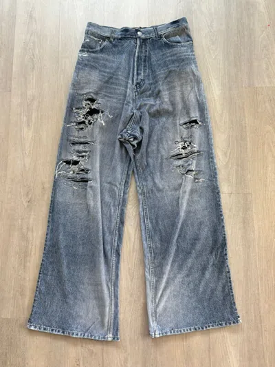 Pre-owned Balenciaga Trompe L'œil Large Baggy Jeans Trousers In Blue