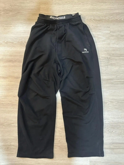 Pre-owned Balenciaga Trompe L'oeil Boxer Double Layer Sweatpants In Black