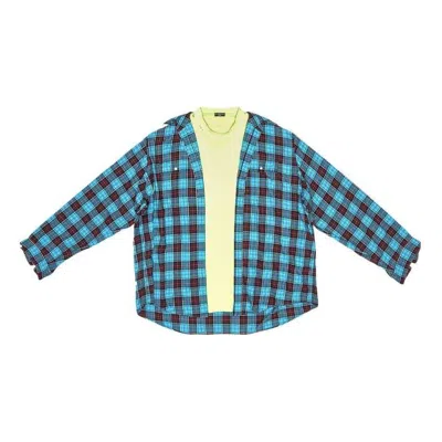 Balenciaga Trompe L'oeil Checked Shirt And T-shirt 'blue Neon Yellow'