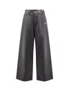 Balenciaga Trompe Loeil Denim Trousers In Gray