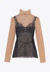 Balenciaga Black And Light Beige Trompe Loeil Lingerie Top In Black