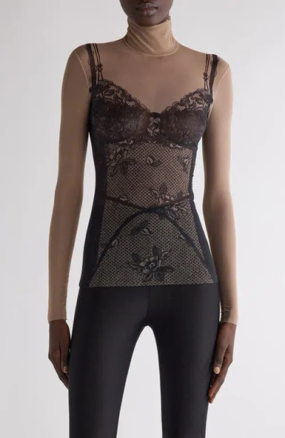 BALENCIAGA BALENCIAGA TROMPE L'OEIL LINGERIE MESH TOP