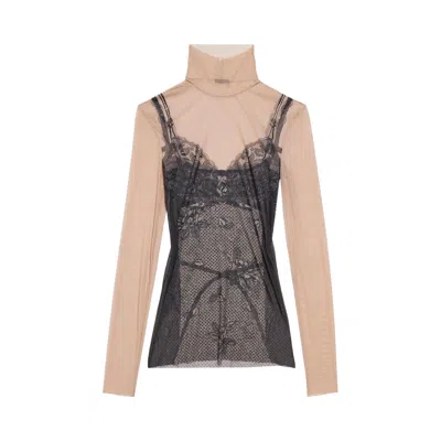 Pre-owned Balenciaga Trompe L'oeil Lingerie Top 'black/light Beige' | Women's Size M