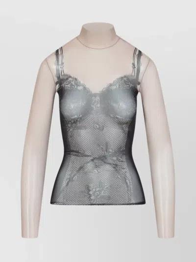 BALENCIAGA TROMPE OEIL LINGERIE MESH TOP