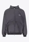 Balenciaga Men Grey Sweatshirt With Fixed Hood And Logo Detail On The Front In Cotton Man In Animal Print