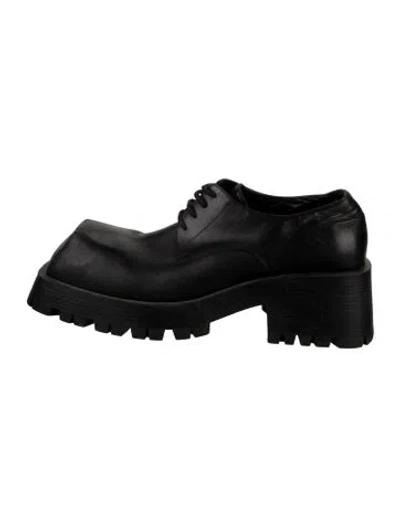 Pre-owned Balenciaga Trooper Derby Leather Oxfords In Black