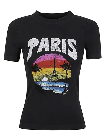 Balenciaga Tropical Black T-shirt For Women