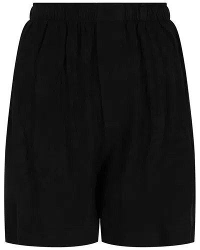 Balenciaga Tropical Flower Silk Pajama Short In Black