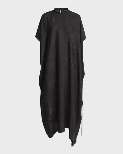 Balenciaga Tropical Flowers Easy Maxi Dress In Black