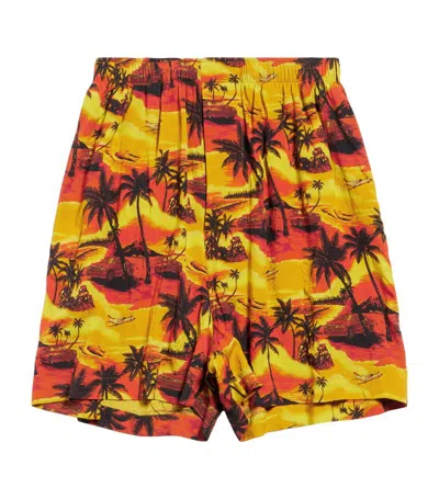 Balenciaga Tropical Print Pyjama Shorts In Multicolor