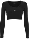 Balenciaga Activewear Long-sleeved Sports Bra In Black/reflective