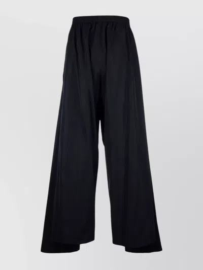 Balenciaga Trousers Elastic Waistband Lightweight Fabric Wide Leg In Black