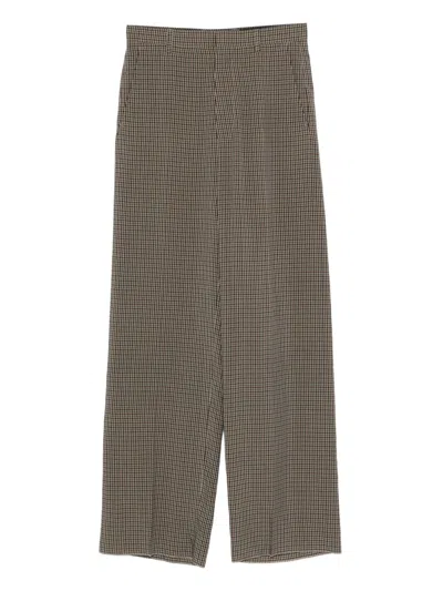 Balenciaga Checked Side Slit Trousers In Gray