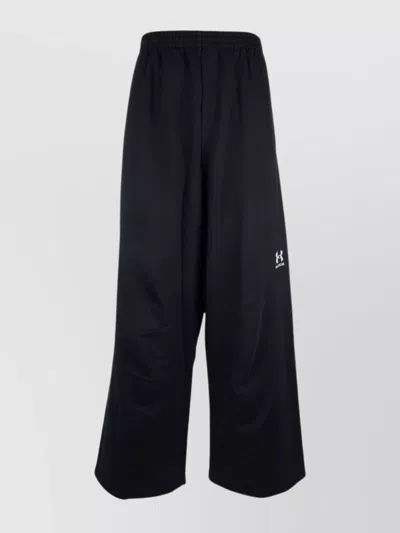 Balenciaga Trousers Wide Leg Elastic Waistband In Black
