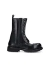 Balenciaga Women Leather Truck Laceup Boot In Black