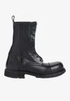 Balenciaga Rugged Leather Ankle Boots With Chunky Sole In Black