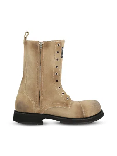 Balenciaga Beige Ankle Boots With Logo Patch On The Front And Logo Lettering On The Rear In Leather Man In Multi