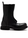 Balenciaga Rugged Leather Ankle Boots With Chunky Sole In Black
