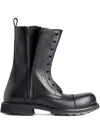 Balenciaga Rugged Leather Ankle Boots With Chunky Sole In Black