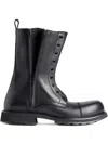 Balenciaga Rugged Leather Ankle Boots With Chunky Sole In Black