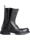 Balenciaga Rugged Leather Ankle Boots With Chunky Sole In Black